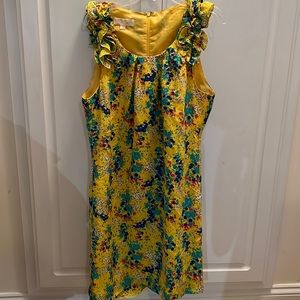 Britt Ryan Yellow Floral Sleeveless Silk Dress Size 10